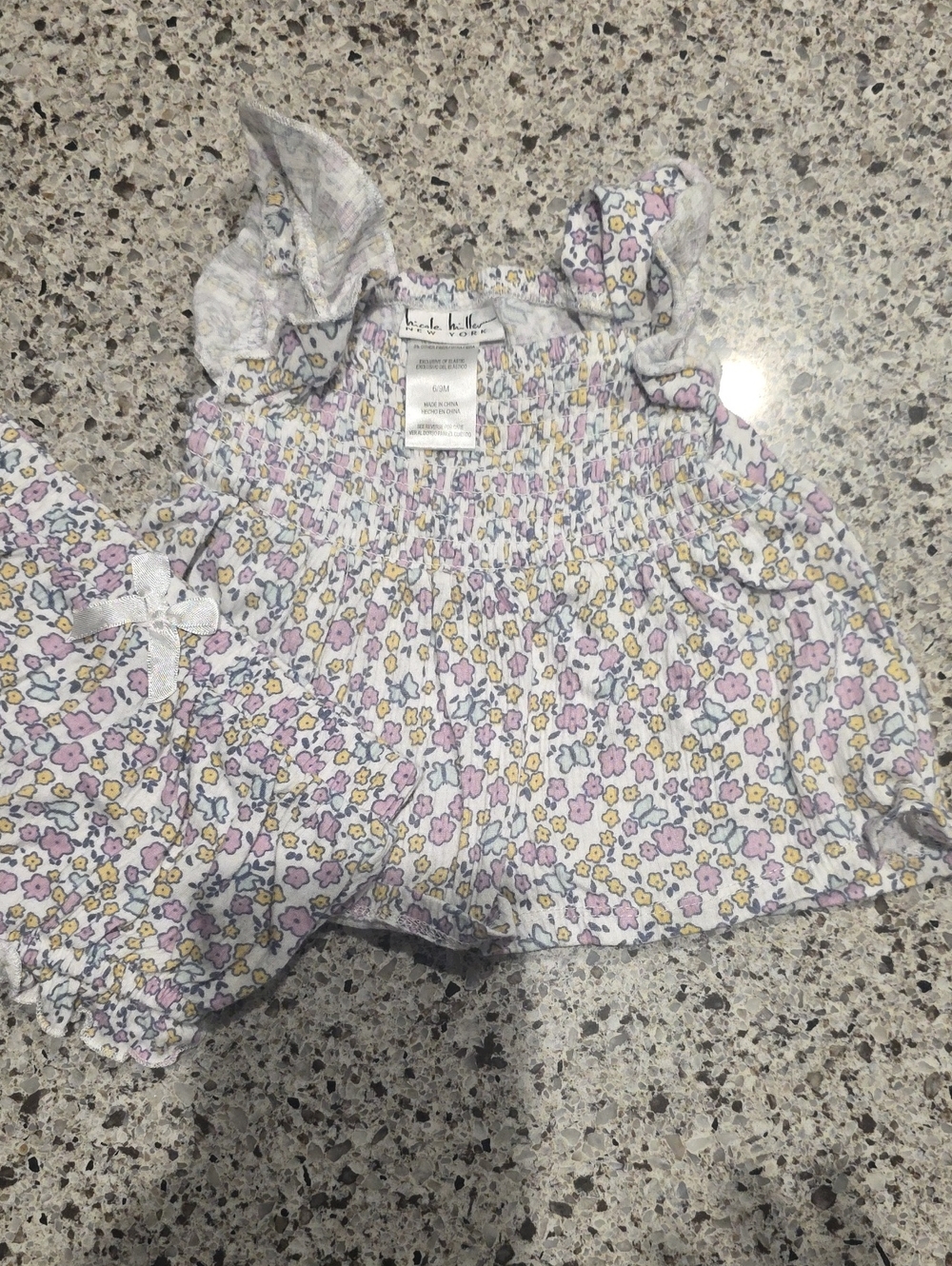 Nicole Miller Girls Floral Smocked Camisole in Lilac and Yellow